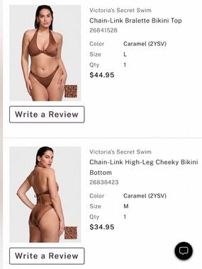 Victoria's Secret Swim Chain-Link Bralette Bikini Set - Caramel